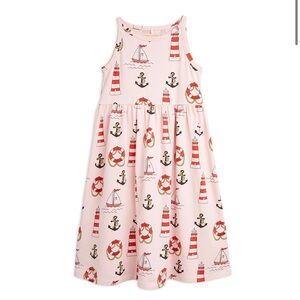 Mini Rodini Pink Nautical Print Kids Dress lighthouse. Euro 92/98 2 to 3 years